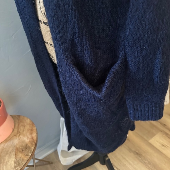 Women's Long Sleeve Open Front H&M Cardigan Sweater Size L Navy Blue Open Front - Picture 2 of 7